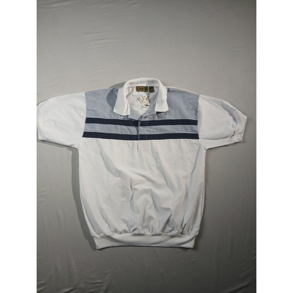 Vintage 80s Robert Stock Polo Shirt Mens M Made in USA Color Block Striped NWT